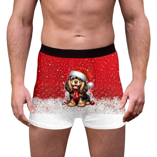 Festive Reindeer Snowflake Print Underwear Soft Breathable Comfortable Briefs For Holiday Giving Comfort Fit Stretch Waistband No Ride up Spandex No Sweat Mens Underwear Briefs Large Pouch 2x Red 2XL