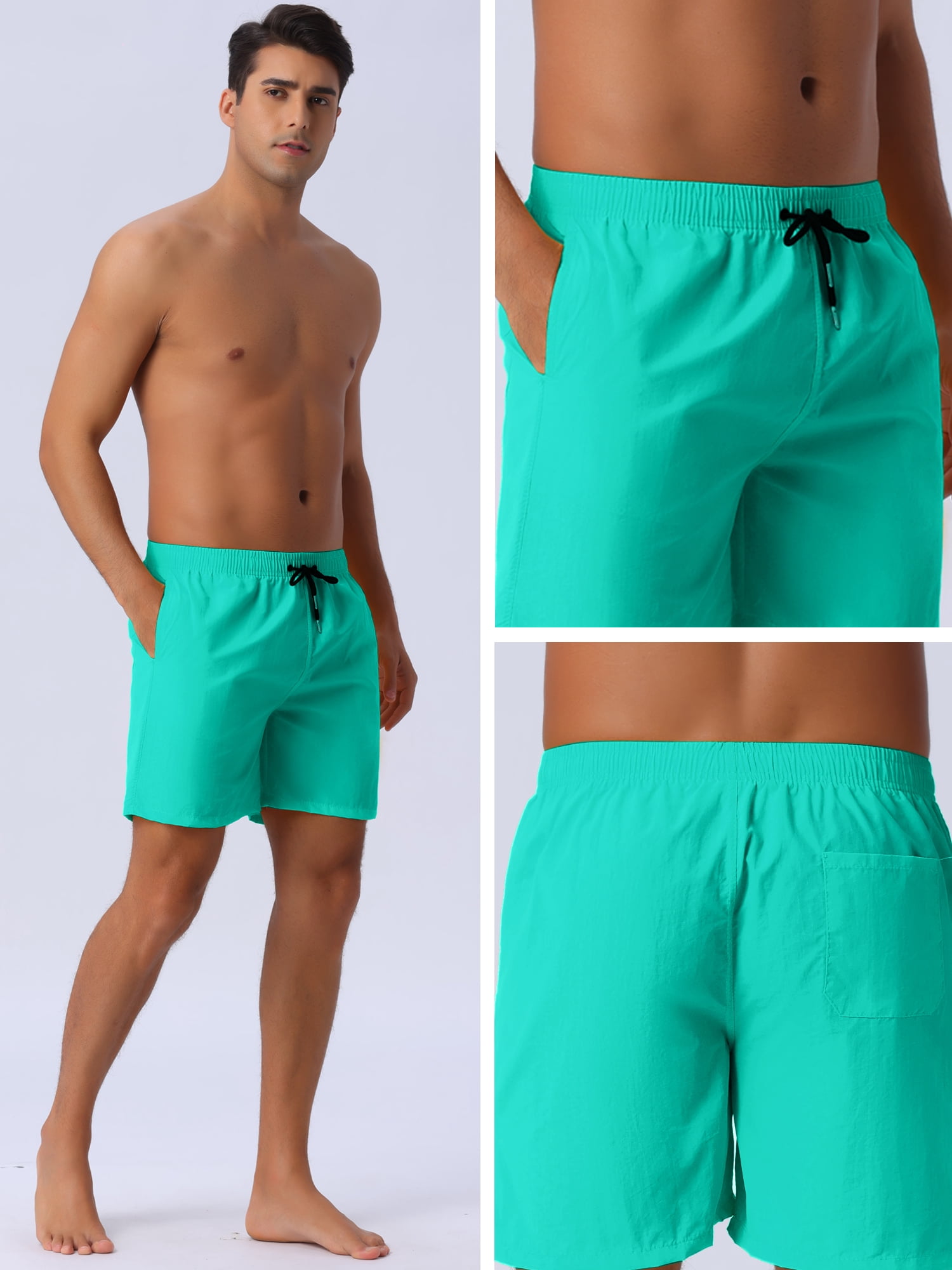 DARING DIVA Men's Elastic Waist Drawstring Surfing Board Shorts 32 Green