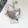 thumbnail image 4 of Riñonera para mujer, riñonera decorativa con cadena multicolor, bolsas de pecho sólidas (plateado), 4 of 9
