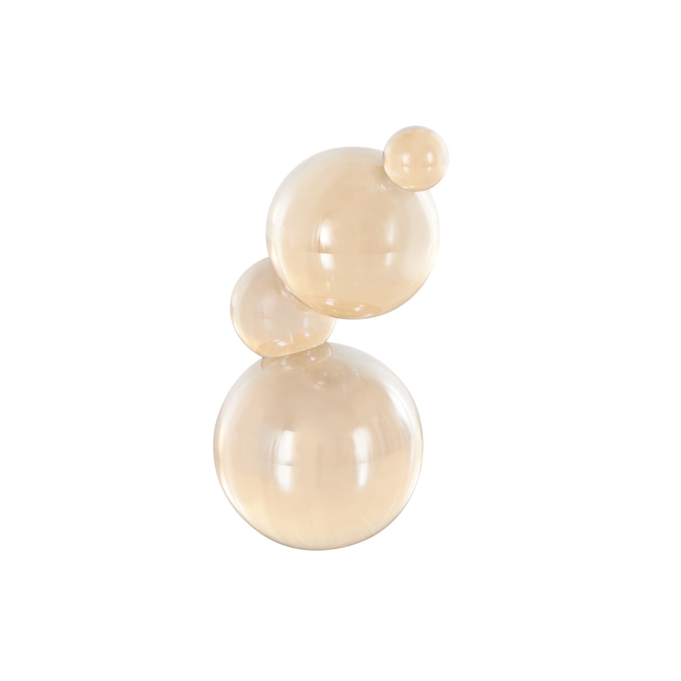 4" x 8" Beige Glass Stacked Orbs Abstract Sculpture, by DecMode