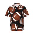 thumbnail image 1 of Fotbe Brown Football On Black Camisa Hawaiana para Hombre Unisex – Camisa Casual de Verano con Botones de Manga Corta de Algodón y Lino,XX-Large, 1 of 7