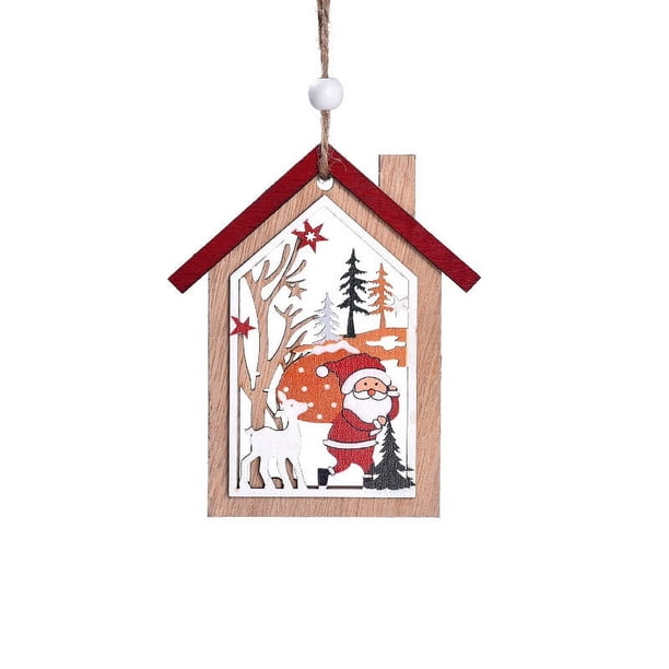 onlyliua ¡ Ofertas Del Día Liquidación Prime! Adornos Navideños Árbol de Navidad Hombre Viejo Muñeco de Nieve Ciervo Esqueleto de Madera Casa Colgante Colgantes de Madera Impresos para Árboles de Nav