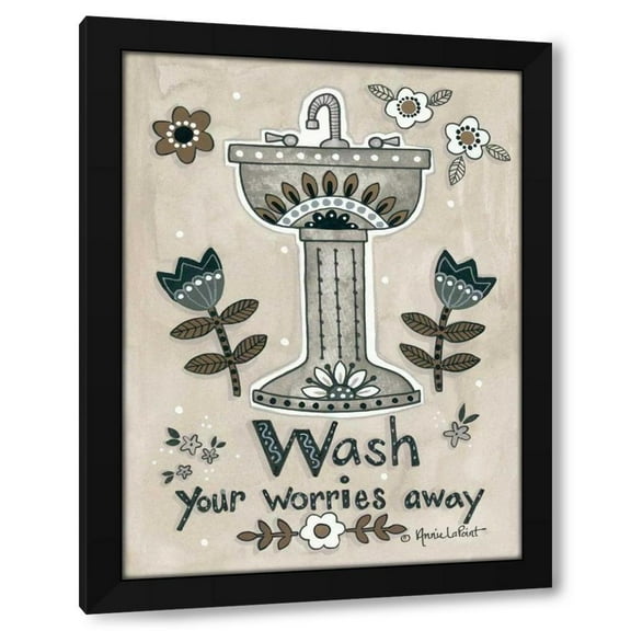 Annie LaPoint 12x14 Black Modern Wood Framed Wall Art Titled - Wash Your Worries Away