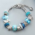 thumbnail image 4 of Pulsera de dijes europeos chapada en oro para mujeres y niñas, brazalete de cristal con forma de corazón de diamante, 4 of 5