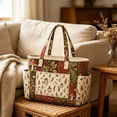 thumbnail image 6 of Quilted Tote Bag, Vintage Floral Shoulder Bag Large Capacity Handbag for Women Work Travel and Everyday Use, 6 of 6