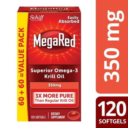 (2 pack) MegaRed Krill Omega-3 Softgels, 350 Mg, 120
