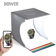 Bower Mini Foldable Photo Light Box - 9 Product Photography Light Box, Front/Rear LED Lights, 6 Double Sided HD Backgrounds