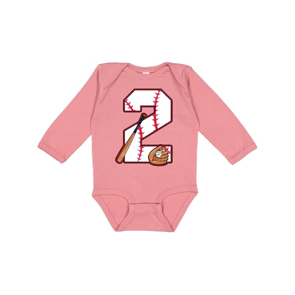 Inktastic Baseball Second Birthday- two years old Boys or Girls Long Sleeve Baby Bodysuit