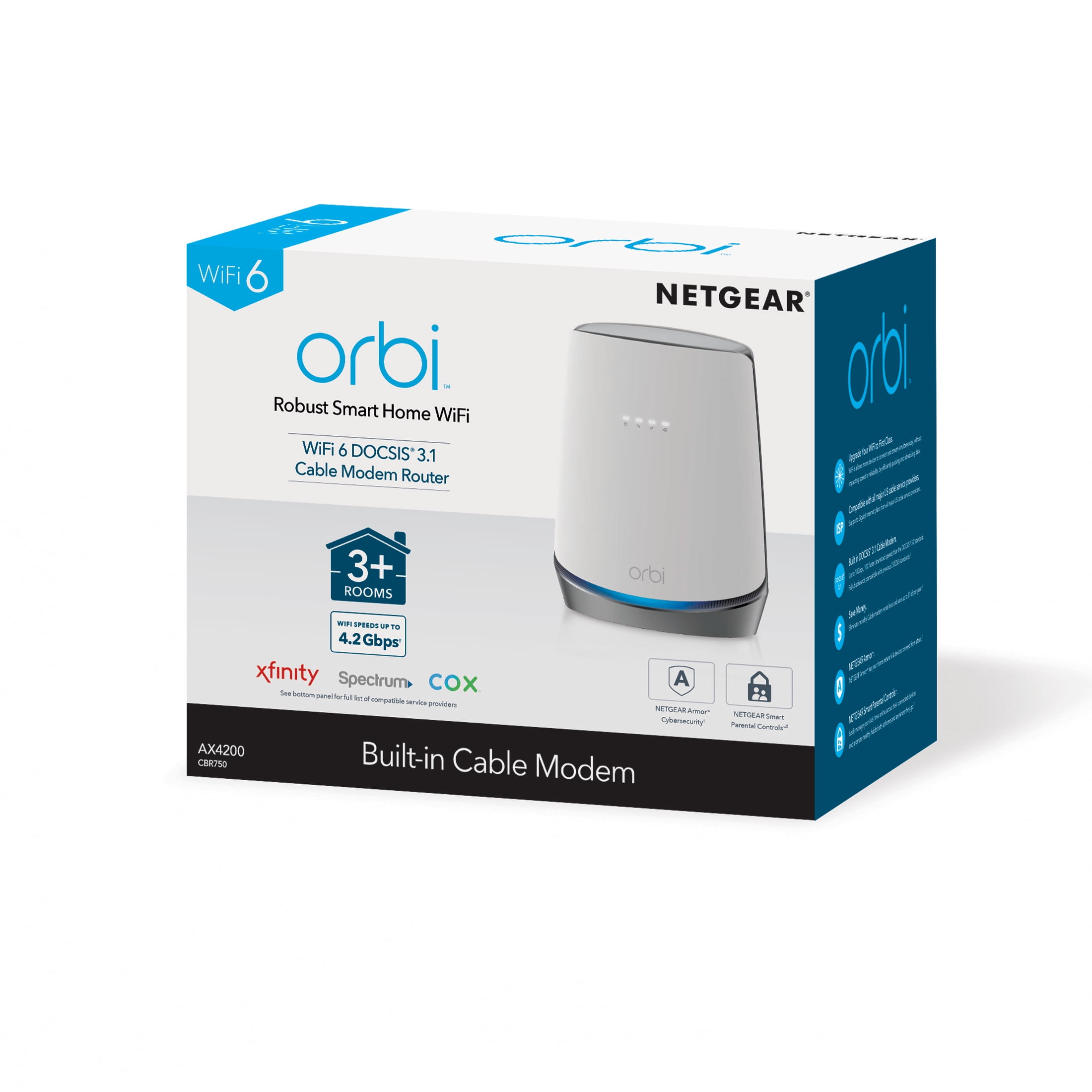 NETGEAR - Orbi AX4200 Tri-Band DOCSIS 3.1 Cable Modem + Mesh WiFi 6 Router  4.2Gbps (CBR750) - Walmart.com