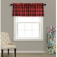 thumbnail image 2 of Aiking 2 Panels of 56" x 14" Buffalo Plaid Rod Pocket Window Curtain Valances, Polyester, Red and Black, 2 of 3