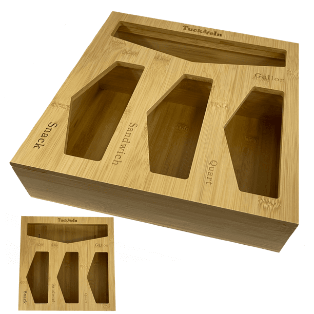 TuckMeIn Ziplock Bag Storage Organizer, Bag Organizer Holders, Bamboo