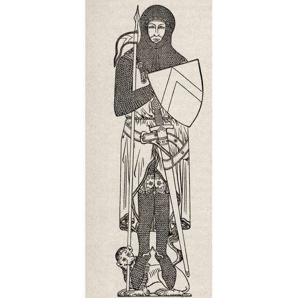 A Knight In Armour Worn During The 12th Century.  From A First Book Of British History Published 1925. by Hilary Jane Morgan / Design Pics (9 x 22)