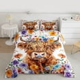 thumbnail image 2 of Castle Fairy Adults Female Men Highland Bull Full Size Comforter Sets 3-Piece,Colorful Floral Flowers Bedding Comforter Set,Farmhouse Animal Lightweight Bedding Sets,Ultra Soft Home Decor,Reversible, 2 of 8