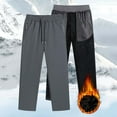 thumbnail image 3 of Gytharion Men's Plus Size Hiking Travel Pants Winter Thickened Fleece Warm Athletic Sport Pants Fashion Casual Drawstring Elastic Waist Straight-Leg Trousers with Zipper Pockets, 3 of 7