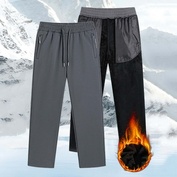 lmcalzta Plus Size Mens Fleece Lined Sweatpants with Pockets Fall Hiking Workout Casual Thermal Pants(M-5XL)