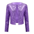 thumbnail image 5 of Women's Round Neck Sequin Jacket, Long Sleeve Open Front Cardigan, Sparkly Short Coat, Glitter Evening Cover-Up, Dressy Casual Jacket, Holiday Party Wear, Shimmery Top Layer Purple, 5 of 9