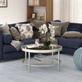 thumbnail image 6 of Henn&Hart 32" Satin Nickel Finish Metal/Glass Coffee Table, 6 of 8