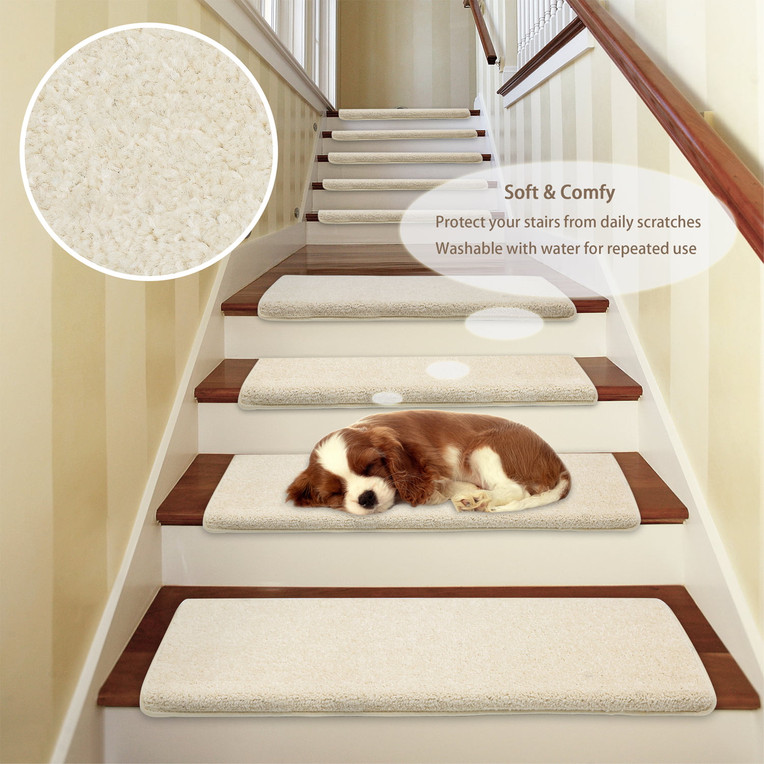 Details about   PURE ERA Bullnose Carpet Stair Treads Set of 14 Non-Slip Self Adhesive Ultra ... 