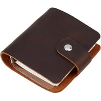 Small Leather Journal 3.7 x 3.5" Notebook A9 Travel Vintage Daily Memo Planner Paper 120 Pages Lock Closure Refill Portable Notepad