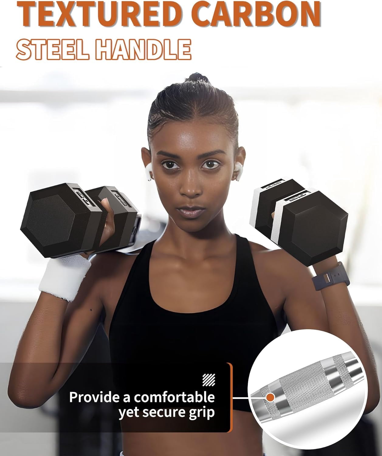 Superior Hex Dumbbell Set of 2 – 5-50 lb Options – PVC or Rubber Coated Hand Weights for Home Gym – Non-Slip, Anti-Roll Design – Cast Iron Core Strength Training Equipment for Men & Women – Black
