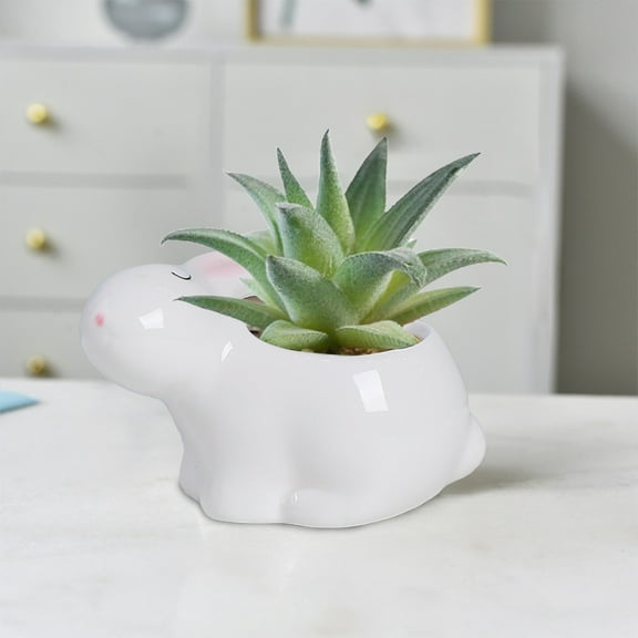 Animal Planter, Rabbit Shaped Ceramic Pots Small Flower Pot Plant Container for for Office Home Desktop Indoor/Outdoor Decor- Plants Not Included