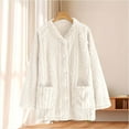 thumbnail image 6 of Erwazi Fleece Fuzzy Pajama for Women Button Down Solid Winter Warm Tops Loungewear with Pockets, 6 of 6