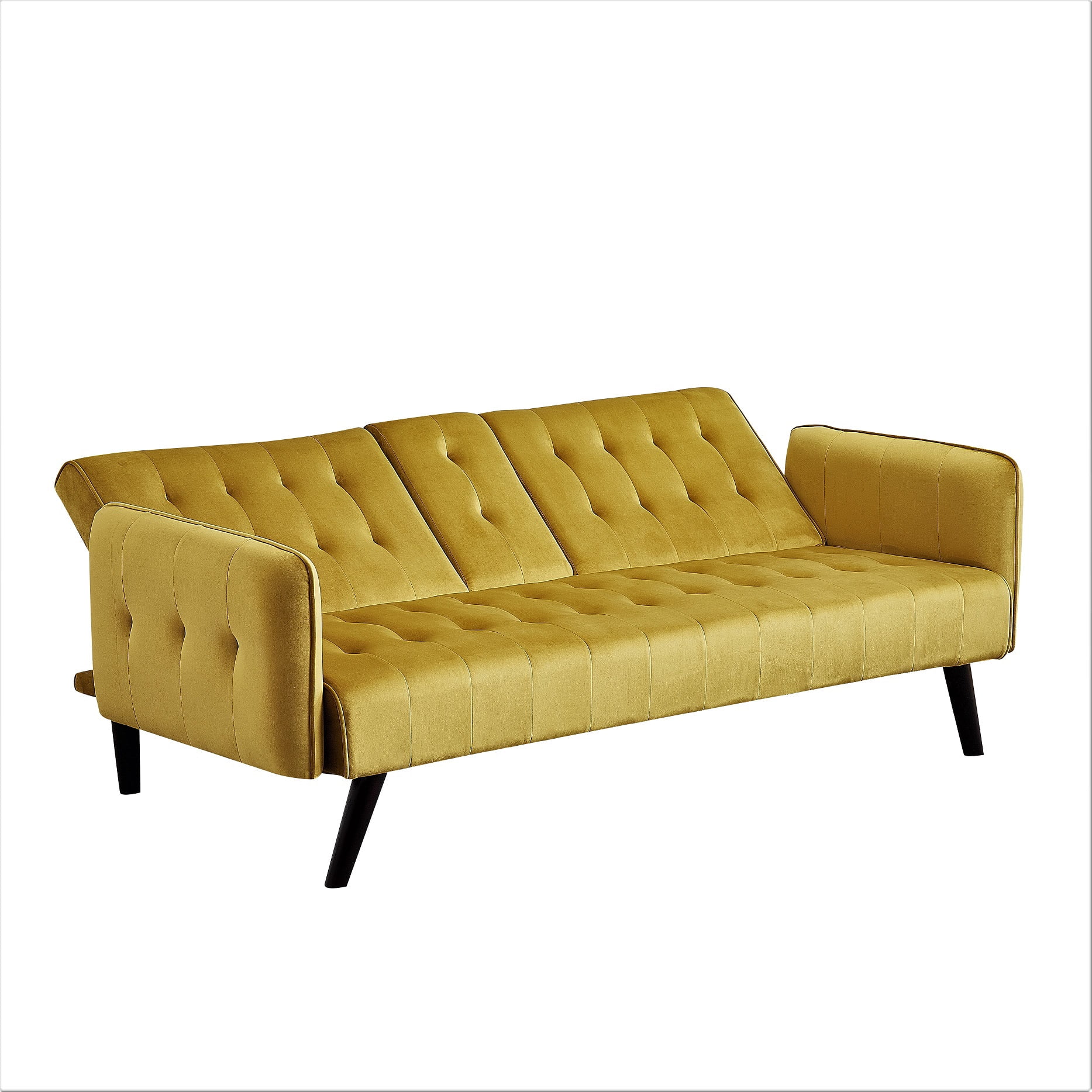 Uspridefurniture Beniamino 78'' Velvet Square Arm Twin Sleeper,Yellow