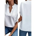 thumbnail image 2 of Women'S Chiffon Blouse Shirt V Neck Dressy Tunic Tops White XXL, 2 of 5