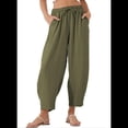 thumbnail image 1 of Pantalones Rectos Holgados e Informales de Algodón y , Color Verde , Talla M, 1 of 8