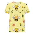 thumbnail image 5 of ClodeEU Women's Cute Bee Print Short Sleeve Crewneck T-Shirt ,Dressy Loose Fit Basic Tee Yellow,Womens Plus XXXXXL, 5 of 5
