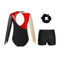 thumbnail image 2 of TiaoBug Girls Metallic Long Sleeve Gymnastics Leotard with Shorts Hair Dance Unitard Biketards Red 6, 2 of 7