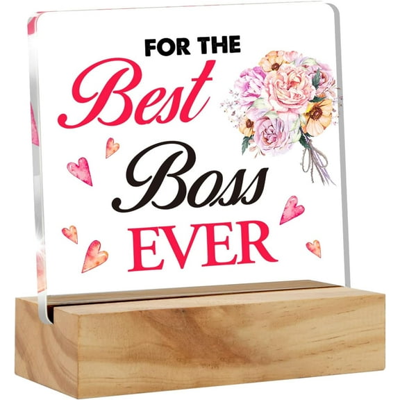 Best Boss Ever Acrylic Desk Sign Decoration Plaque Thank You Best Boss Lady Ever Desk Sign Keepsake Home Office Desk Decor 4x4 Inch