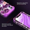 thumbnail image 6 of Meshine for iPhone 11 Case,Three Layer Heavy Duty Shockproof Protection Hard Plastic Bumper +Soft Silicone Rubber Protective Case for Apple iPhone 11 6.1 inch,Deep Purple Flower, 6 of 6