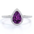 thumbnail image 1 of JeenMata Anillo de Compromiso de 1 Quilate con Piedra Natal de Febrero en Corte de Pera - Anillo de Bodas - Anillo de Halo - Anillo Pavé - Anillo de Promesa - Baño de Oro Blanco de 18 K sobre Plata, 1 of 6