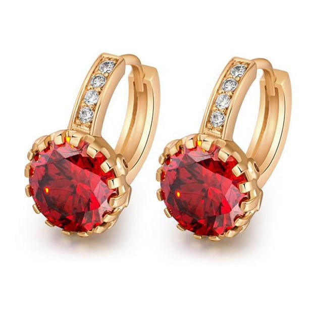 onlyliua Oferta Por Tiempo Limitado Pendientes In Fiesta para Mujer In Aro de Circonitas And Flores Redondas 9 Mm Rellenos In Oro Amarillo 18 Quilates