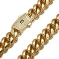 thumbnail image 4 of 6-14mm Hip Hop Stainless Steel Miami Cuban Link Chain Necklace 18K Gold Plated, 4 of 7