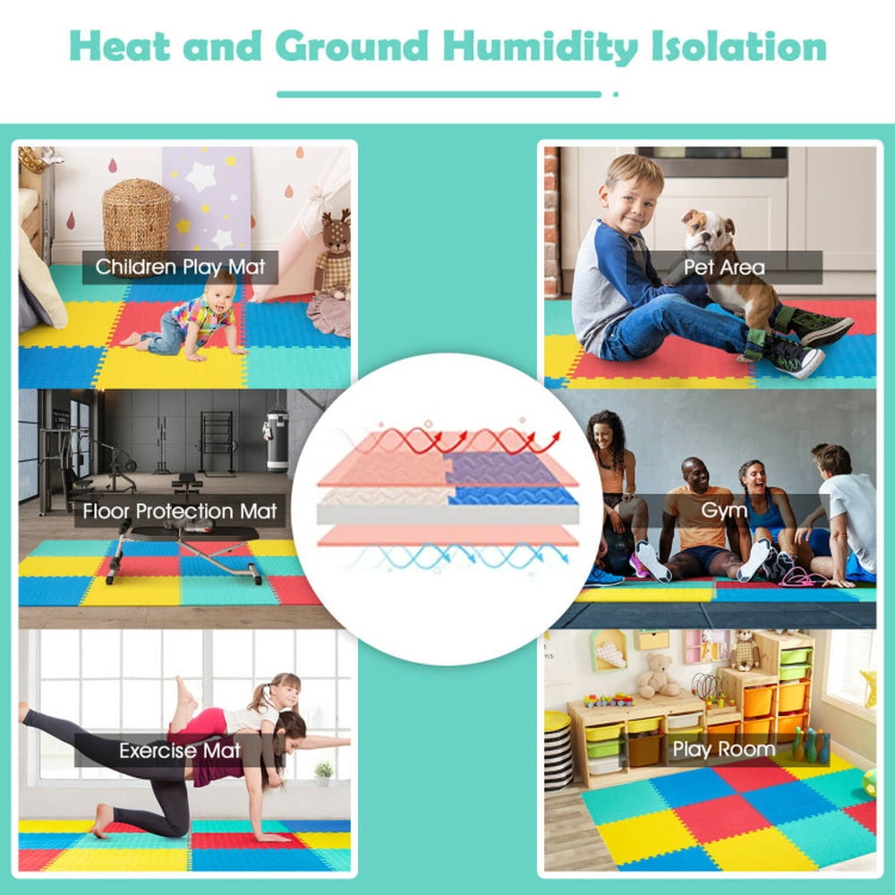 Spaco 12 Pieces Puzzle Interlocking Flooring Mat with Anti-slip and Waterproof Surface, Playmate for Baby for Toddler Infant 0-3-6-9-12 Months