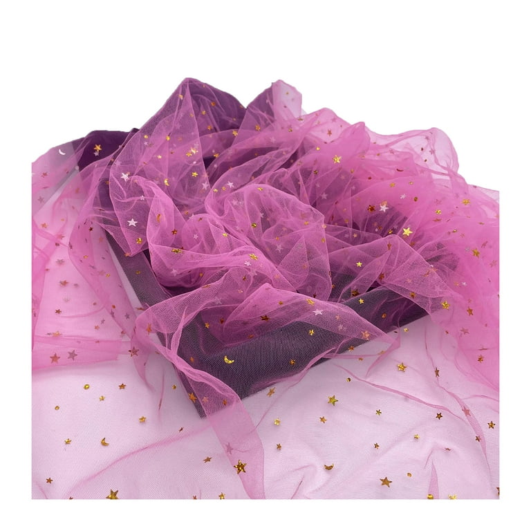 GROFRY Stylish 1 Roll Star Pattern Tulle Roll Glitter Trimming Net Yarn  Gift Bouquet Sheer Ribbon for Flower Shop 