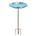 thumbnail image 2 of Glass Bird Bath, Garden Outdoor Birdbaths Birdfeeder with Metal Stake Peacock, 2 of 8