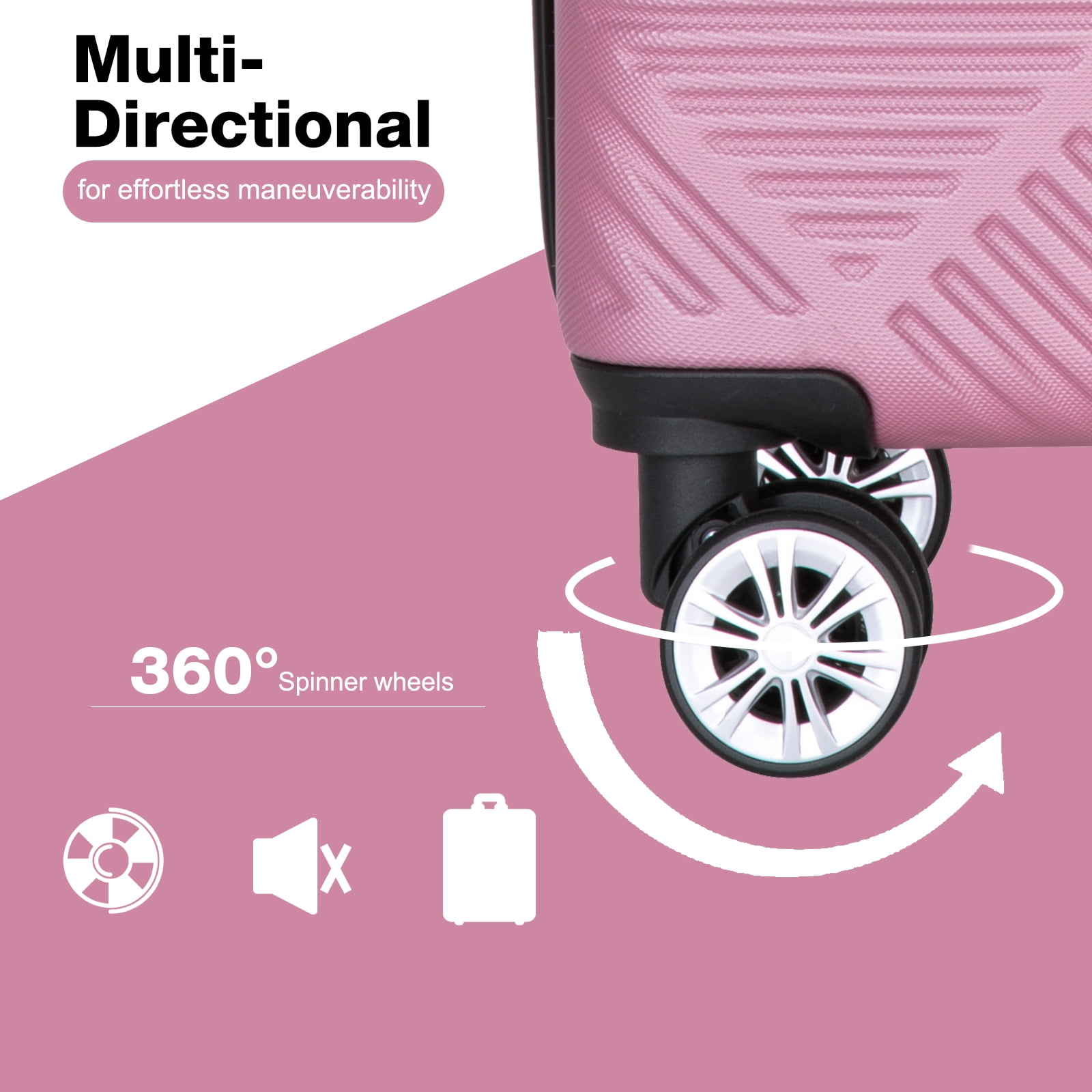 Tripcomp Luggage Sets 2 Piece Suitcase Set 14 20 Hardside Suitcase with Spinner Wheels Lightweight Carry On Luggage Pink