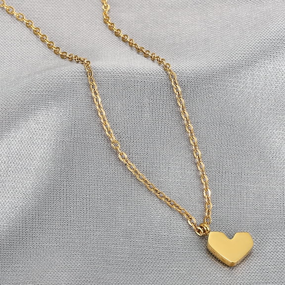Polished Solid Heart Pendant Cable Chain Necklace for Men Women, 14K Gold Filled Dainty Timeless Fashion Jewelry