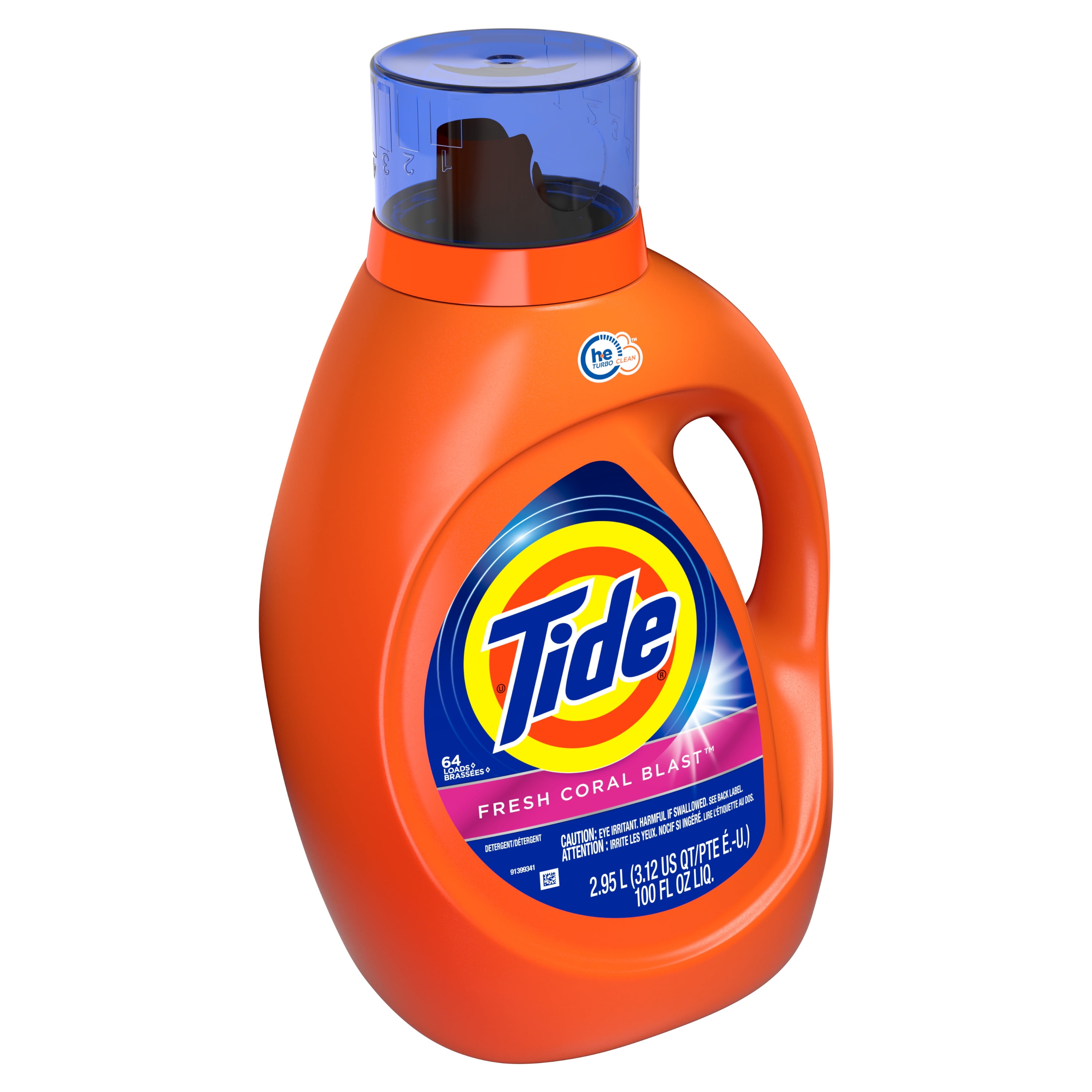 Tide Fresh Coral Blast HE, Liquid Laundry Detergent, 100 Fl Oz 64 loads