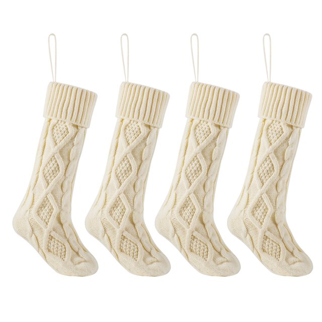 Kmbangi Christmas Stockings, Solid Color Knitted Design Large Capacity Suspension Rope Multifunctional Gift Socks