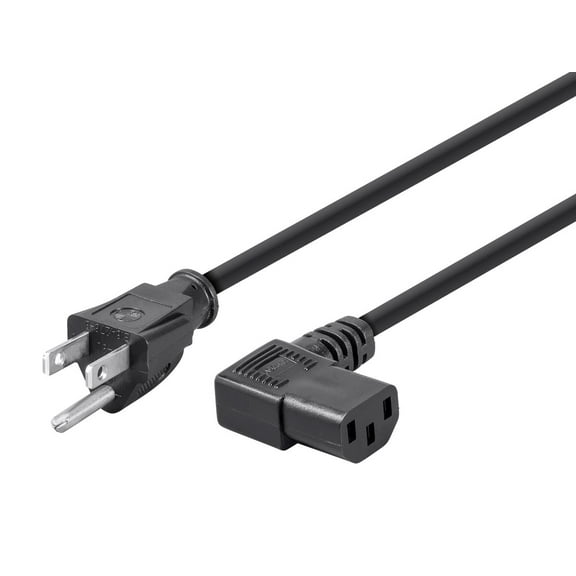 Monoprice 3ft 18AWG Power Cord w/ 3 Conductor PC Power Connector Socket, 10A (NEMA 5-15P to Right Angle IEC-320-C13)