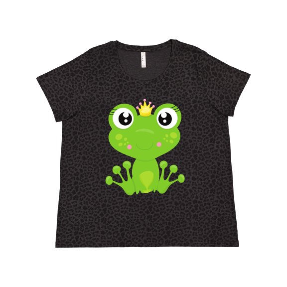 Inktastic Cute Frog, Green Frog, Frog Princess, Crown Women's Plus Size T-Shirt