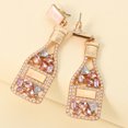 thumbnail image 1 of Cheers 1 Pair Creative Wine Bottle Shape Dangle Earrings Anti-fall Chic Faux Pearl Rhinestone Drop Earrings for Gifts, 1 of 2