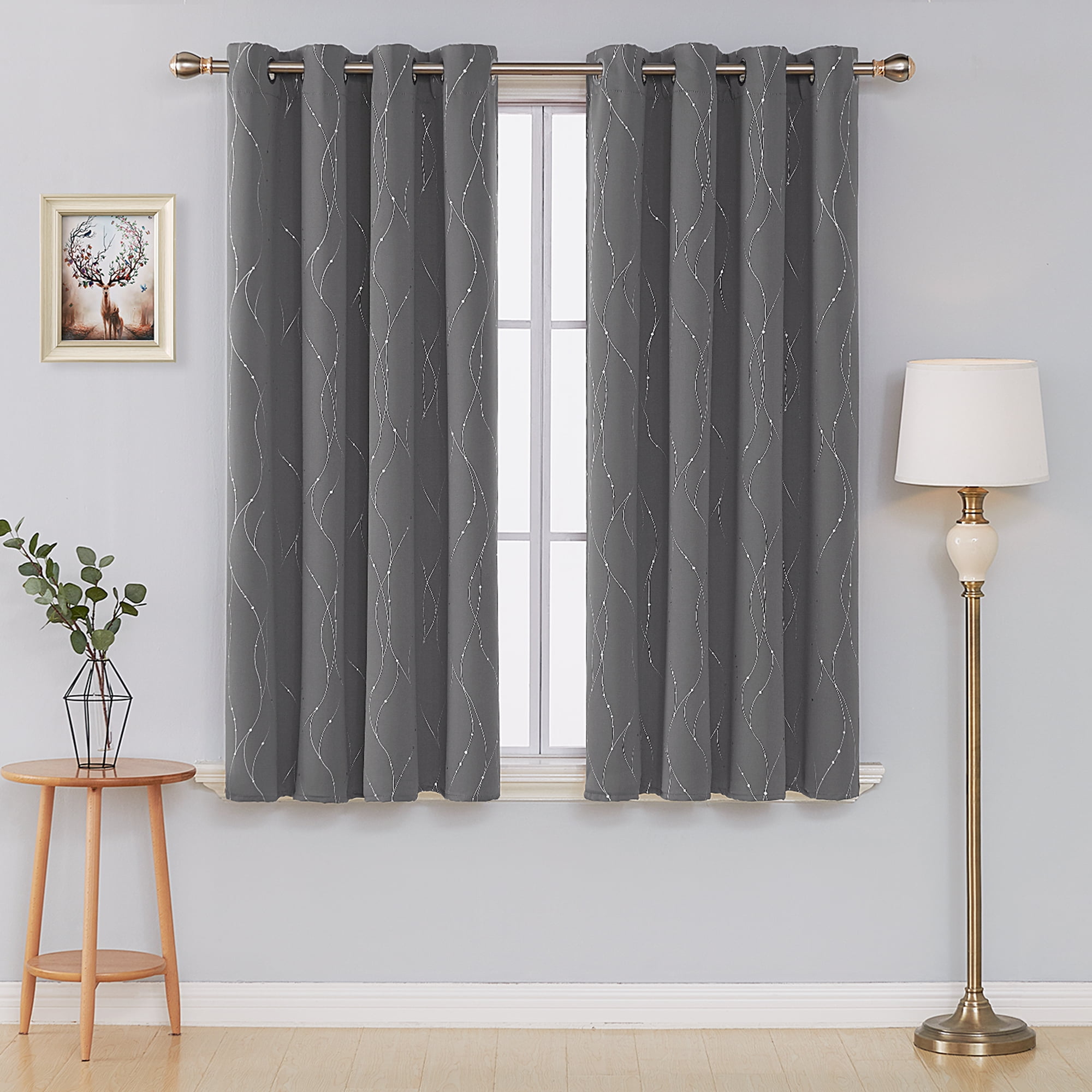 Deconovo Blackout Short Curtains for Kitchen Solid Grommet Room ...
