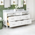 thumbnail image 3 of Ariel Monroe 67 Inch Double Rectangular Sink Bathroom Vanity With Italian Carrara Marble Countertop 1.5 inch Edge In White, 3 of 7