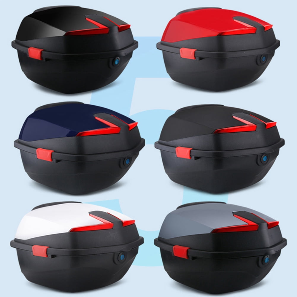 Motorcycle Rear Top Box, Waterproof Motorcycle Scooter Tail Box Trunk Luggage Box, Large Capacity Lockable Carrier Case For Helmet Luggage Storage