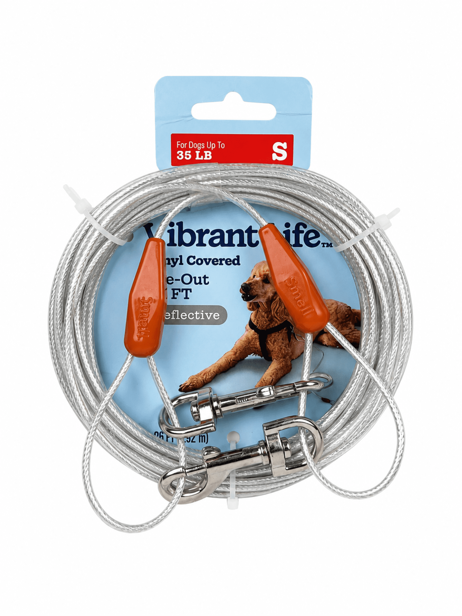 (3 pack) Vibrant Life Reflective Vinyl-Covered Tie-Out Cable for Dogs, S, 25'